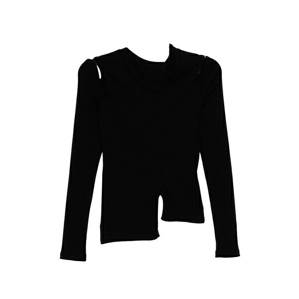 リミフー レディース プルオーバー トップス Asymmetric-hem t-shirt Black