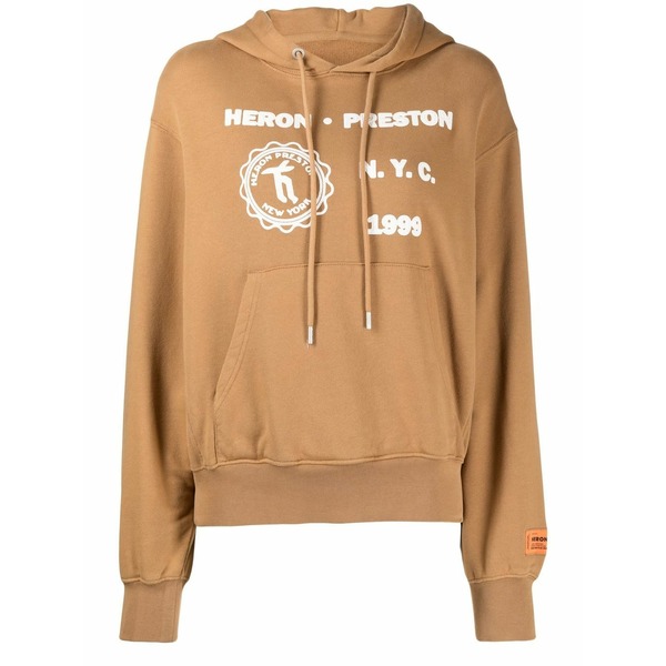 戸呂 プレストン レディース パーカー・スウェットシャツ アウター Medieval heron-print cotton hoodie Brown
