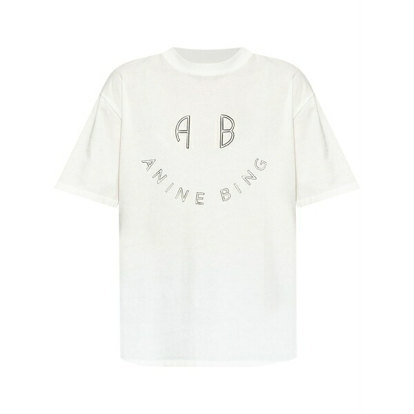 アニービン レディース ティーシャツ トップス Logo-print cotton t-shirt White