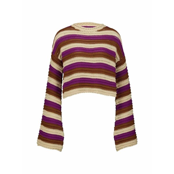 ラ・ダブル・ジェイ レディース 編み物\u0026プルオーバー アウター Bell-sleeve cropped sweater Purple