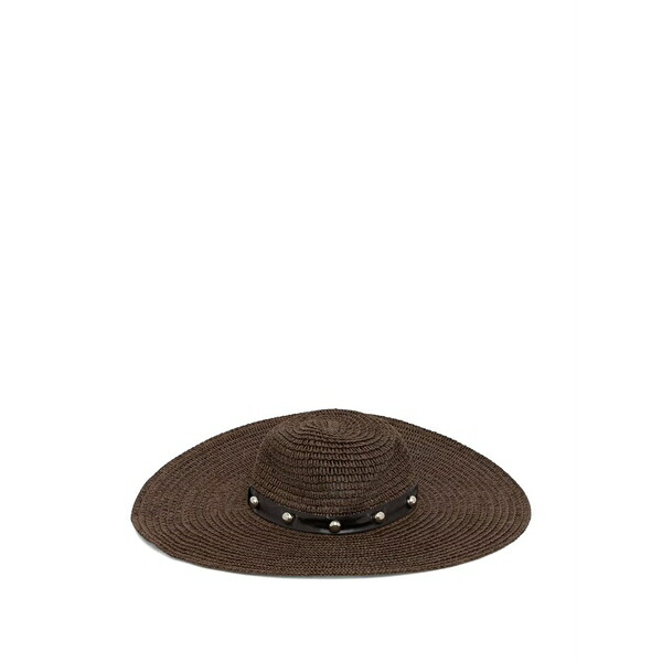 リュージョー レディース 鳥打ち帽 付属物 Studded wide-brim hat Brown