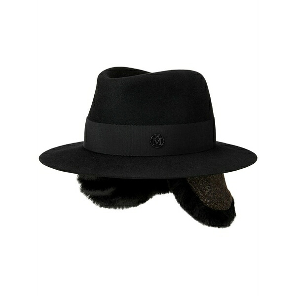 メゾンミッシェル レディース 帽子 アクセサリー Andre strap-detail fedora hat Black|asty
