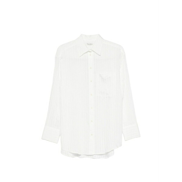 マルコポーロ レディース プルオーバー トップス Striped chest-pocket shirt White
