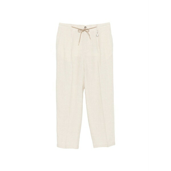 マニュエル リッツ メンズ 心地好いズボン下 ボトムス Drawstring linen trousers Neutrals