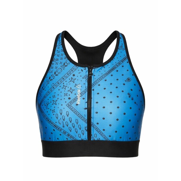 リーボック レディース カットソー トップス Print zip bra Blue