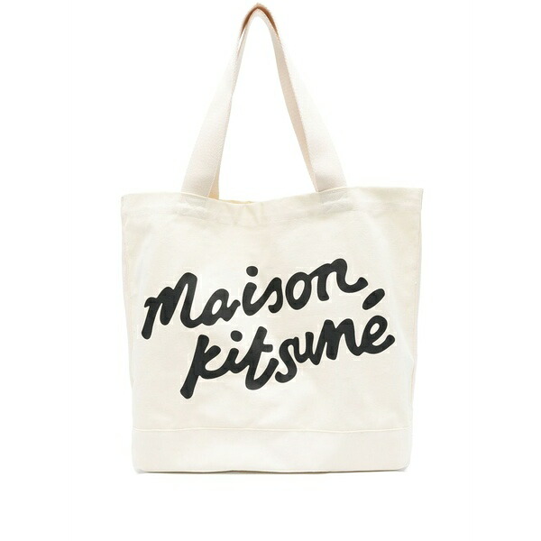 住みか 稲荷 メンズ トートバッグ 御徒面子 Logo-print tote bag Neutrals