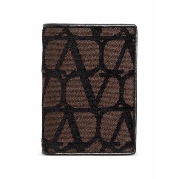 ヴァレンティノ ガラヴァーニ メンズ 札入れ 佩び物 Toile iconographe card case with leather details Brown