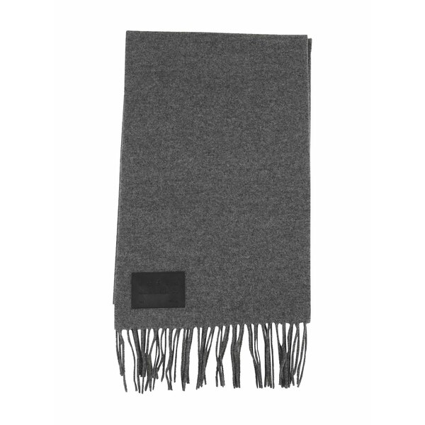 ホーガン メンズ マフラー・ストール・スカーフ アクセサリー Leather-plaque fringed scarf Grey|asty