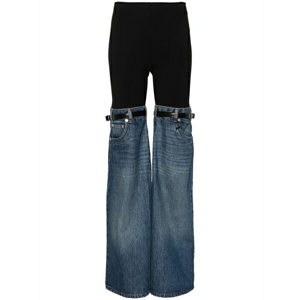 コペルニ レディース 心地よいズボン下 ボトムス Hybrid denim-panels trousers Black