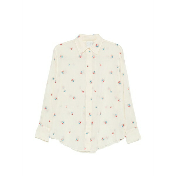 フォルテ フォルテ レディース プルオーバー トップス Embroidered-floral buttoned shirt Neutrals