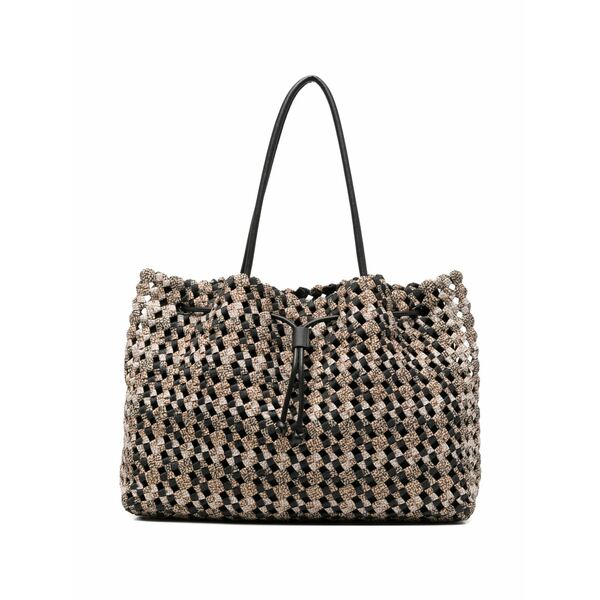 ボルボネーゼ レディース トートバッグ 御徒面子 Woven drawstring tote bag Brown