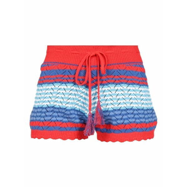 ガロ レディース 心地よいズボン下 ボトムス Striped tassel-detail shorts Red