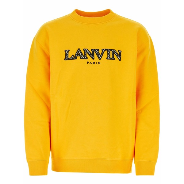 ランバン メンズ パーカー・スウェットシャツ アウター Embroidered-logo sweatshirt  Yellow