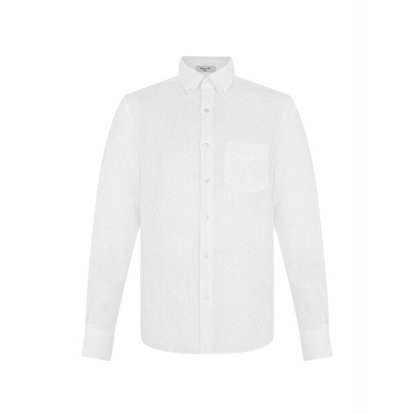 ガント メンズ シャツ トップス Long-sleeve linen shirt White|asty