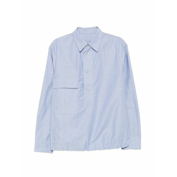 野球クラブ はたご屋 ザ 昼まえ メンズ スポーツシャツ トップス Dexter elasticated-hem flap-pocket shirt Blue