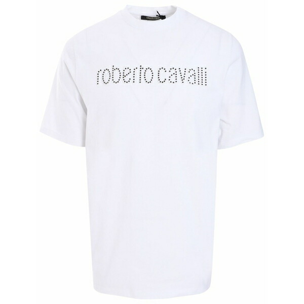 ロベルトカヴァリ メンズ ティーシャツ トップス Logo appliqu￡ cotton t-shirt White