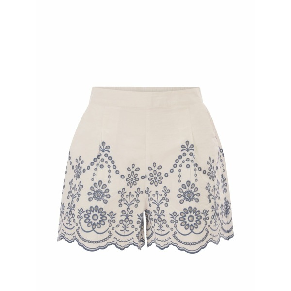 エムシーツーセイントバース レディース 心地好いズボン下 ボトムス Broderie-anglaise scalloped-hem shorts Neutrals