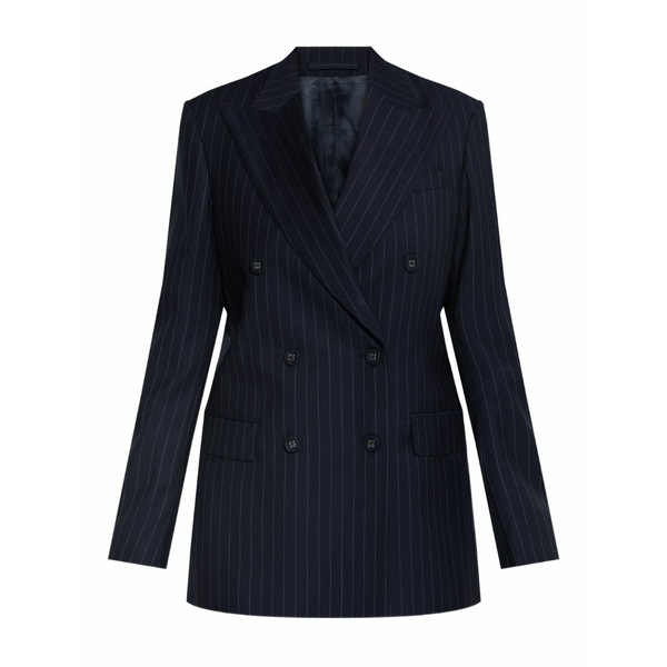 オフィシンジェネレール レディース 上衣＆上衣 アウター Pinstripe double-breasted jacket Blue