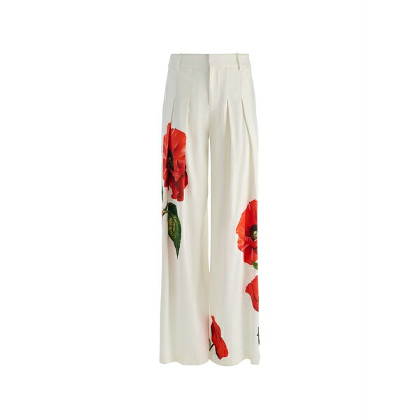 アリス アンド オリビア レディース 心地よいズボン下 ボトムス Blaire pleated trousers White
