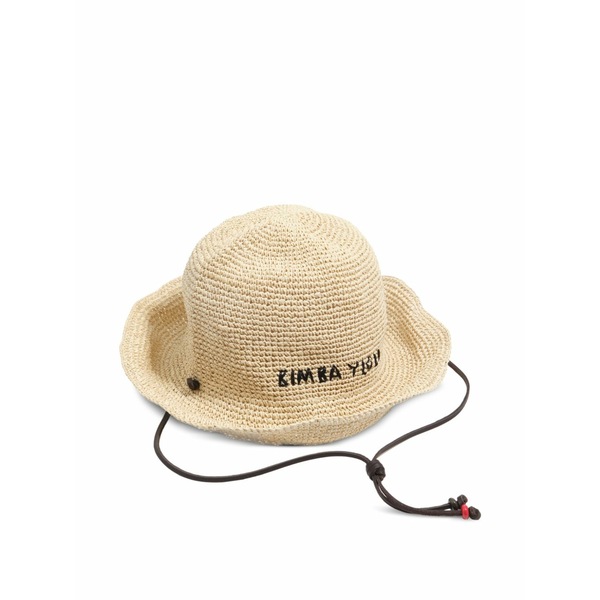 ビンバ イ ローラ レディース かぶり笠 佩び物 Logo-embroidered raffia hat Neutrals
