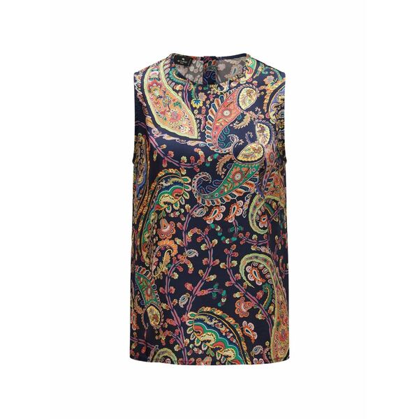 エトロ レディース ティーシャツ トップス Paisley-print sleeveless blouse Blue