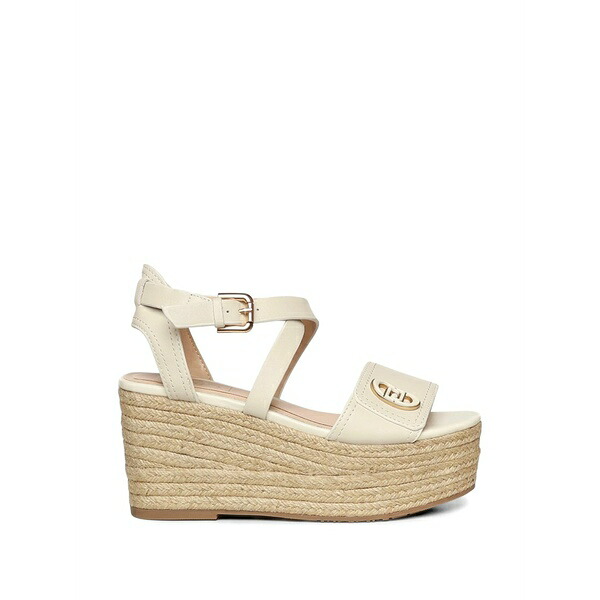リュージョー レディース サンダル シューズ Zeppe bali raffia-wedge leather heeled espadrilles White