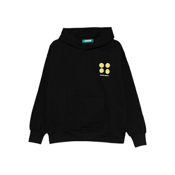 バロウ メンズ パーカー・スウェットシャツ アウター Graphic-print cotton hoodie Black｜asty