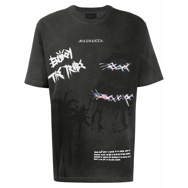 マウナ 世話をする メンズ ティーシャツ トップス Graphic print t-shirt Black