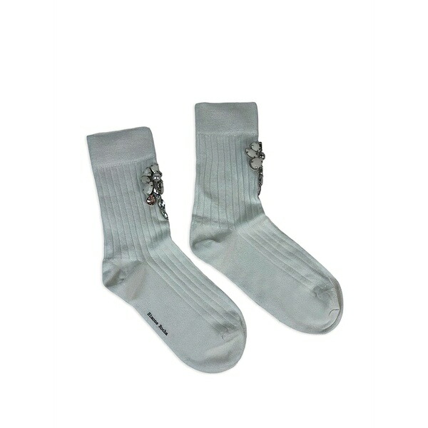 シモーネ・ロシャ レディース ソックス アンダー御召しもの Poppy crystal-embellished ribbed socks Blue