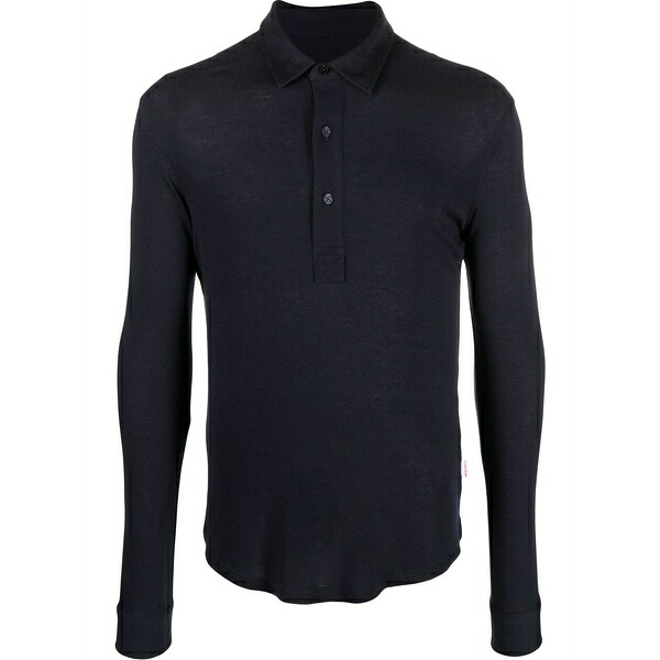 オール赤ちょうちん 赤銅色 メンズ スポーツシャツ トップス Button-front long-sleeved polo shirt Blue
