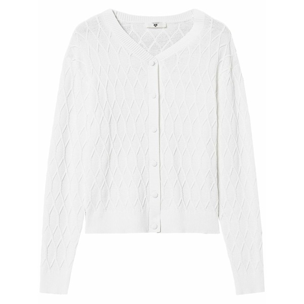 ツイン仕掛ける レディース ジレー アウター Lozenge cardigan  White