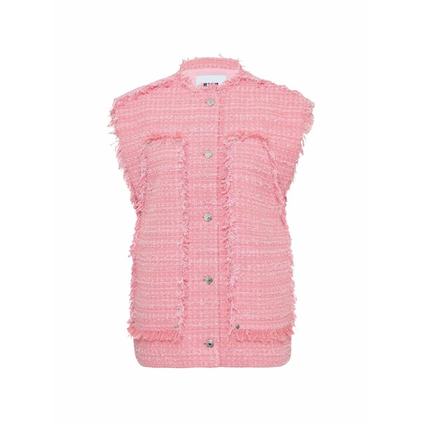 エムエスジイエム レディース 上衣＆上衣 アウター Fringed-trim waistcoat Pink