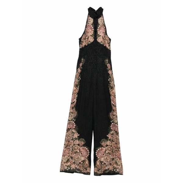 ツイン仕掛ける レディース 衣装 トップス Jacquard-print long jumpsuit  Black