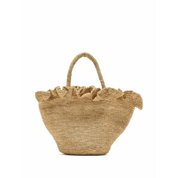 ロフラー ランダル レディース トートバッグ バッグ Cyrus ruffled-straw tote bag Neutrals｜asty