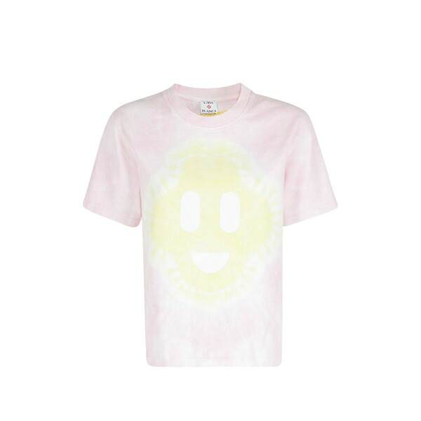 カサブランカ レディース プルオーバー トップス Tie-dye smiley-motif t-shirt Pink