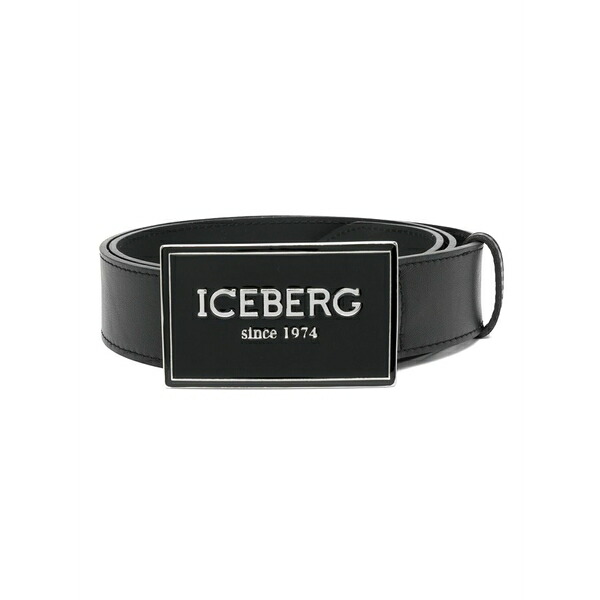 アイスバーグレタス メンズ 胴締め 佩び物 Logo-lettering leather belt Black