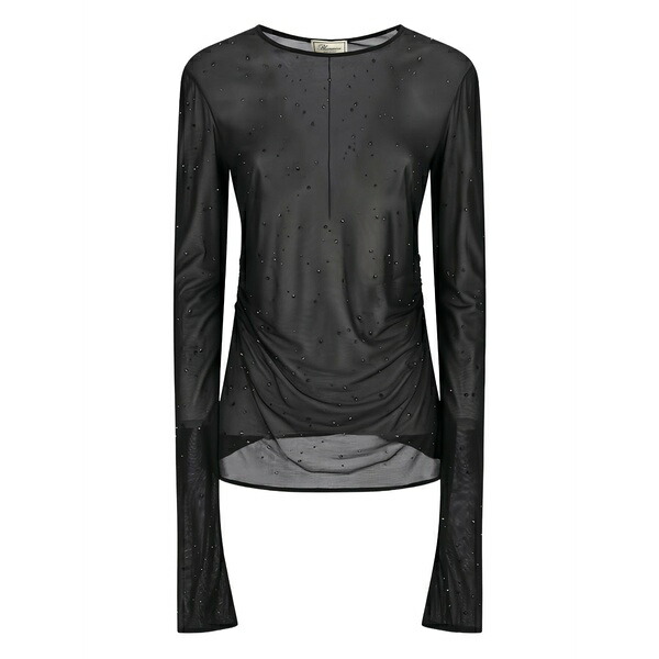 ブルマリン レディース ティーシャツ トップス Crystal-embellished t-shirt Black