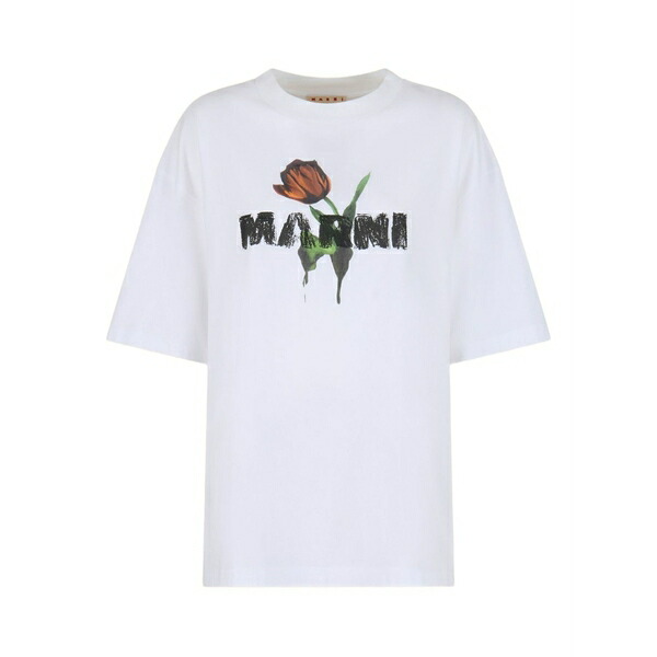 マルニ レディース プルオーバー トップス Flower-print t-shirt White