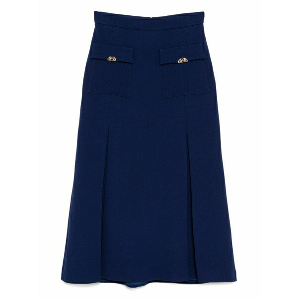 エリー 奉公 レディース スコート ボトムス Wool crepe MIDI skirt Blue