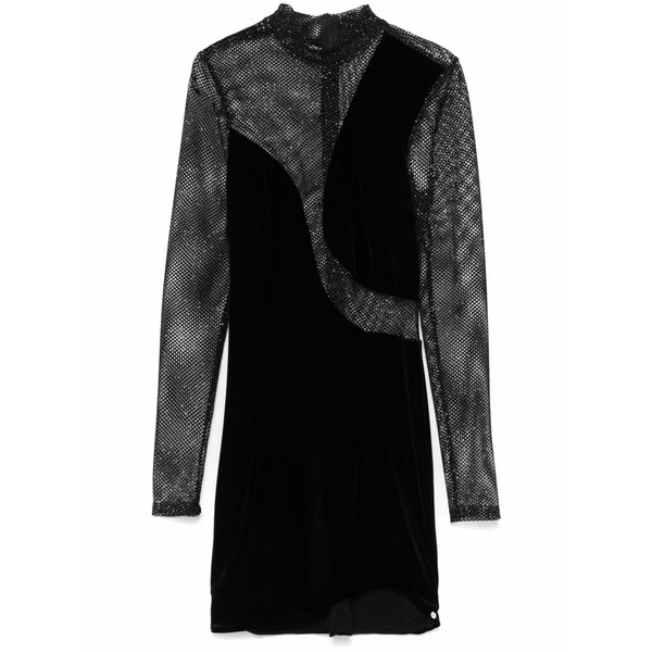 ニッサ レディース 衣装 トップス Glitter-detail velvet mini dress Black