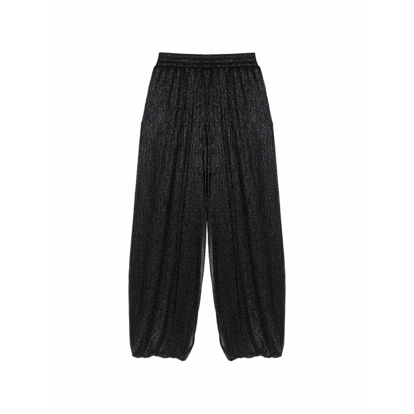 マージュ レディース カジュアルパンツ ボトムス Metallic-effect straight trousers Black｜asty