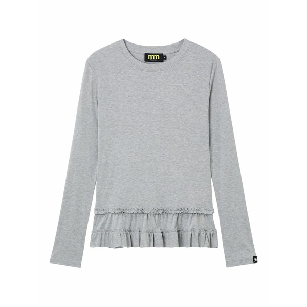 ミニクリーム レディース シャツ トップス Ruffled long-sleeve top Grey｜asty