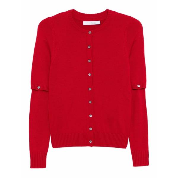 鍵を掛ける レディース ジレー アウター Detachable-sleeve cardigan Red