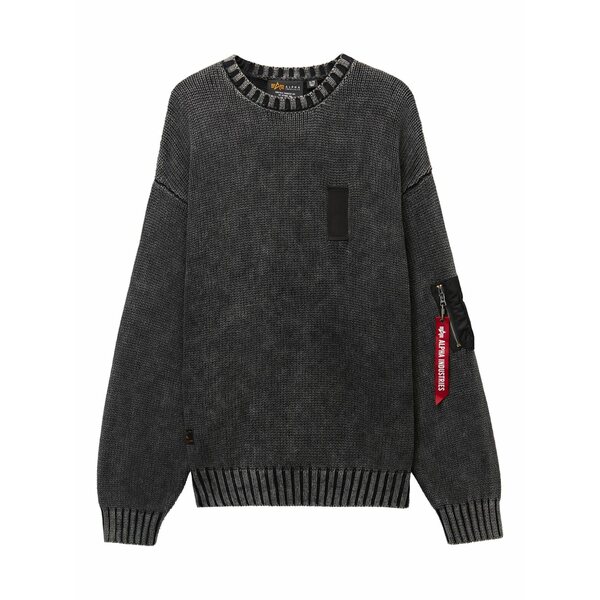 アルファインダストリーズ メンズ 編み物\u0026プルオーバー アウター Patch-detail pocket-detail sweater Black