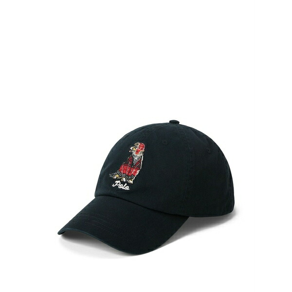 ラルフローレン メンズ かぶり笠 付属品 Polo bear-embroidered cap Black