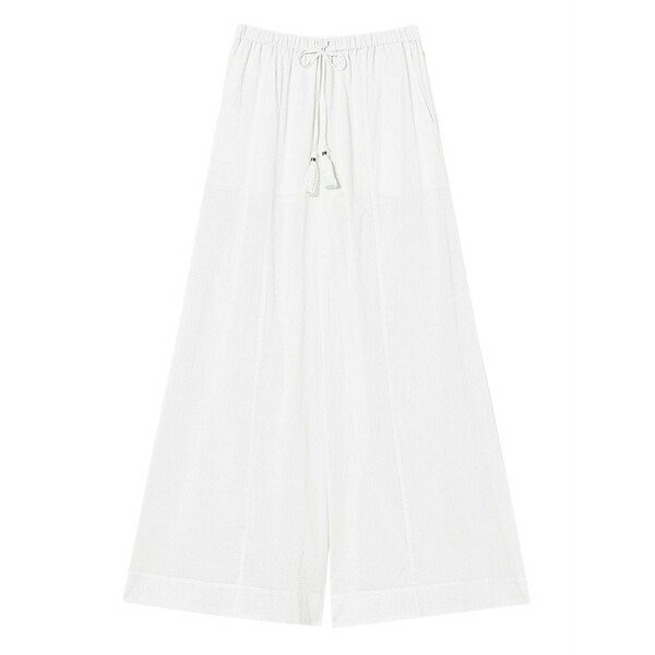 ツイン仕掛ける レディース 心地好いズボン下 ボトムス Wide-leg trousers White