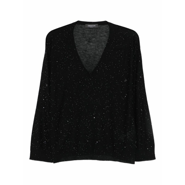 ファビアナ フィリッピ レディース 編み物\u0026プルオーバー アウター Glitter v-neck sweater Black