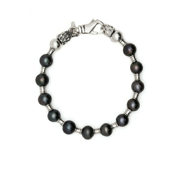 エマニュエレ ビコッキ メンズ ブレスレット・バングル・アンクレット 佩び物  black pearl silver bracelet Silver