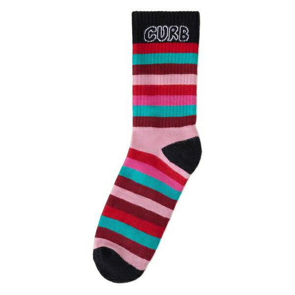 ランバン メンズ ソックス アンダー御召しもの Striped curb-lettering socks Pink