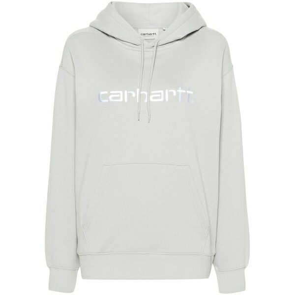 鉄道車両ハート型 レディース パーカー・スウェットシャツ アウター W\u0027 hooded logo-embroidered hoodie Grey